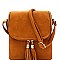 MULTI COMPARTMENT TASSEL ACCENT CROSS BODY BAG