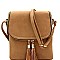MULTI COMPARTMENT TASSEL ACCENT CROSS BODY BAG