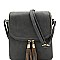 MULTI COMPARTMENT TASSEL ACCENT CROSS BODY BAG