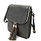 MULTI COMPARTMENT TASSEL ACCENT CROSS BODY BAG