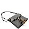 MULTI COMPARTMENT TASSEL ACCENT CROSS BODY BAG