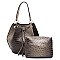 Ostrich Croc Drawstring 2-in-1 Bucket Satchel