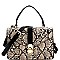 2-Way Snake Print Turn-Lock Accent Satchel
