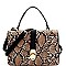 2-Way Snake Print Turn-Lock Accent Satchel