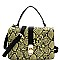 2-Way Snake Print Turn-Lock Accent Satchel