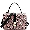 2-Way Snake Print Turn-Lock Accent Satchel