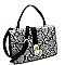 2-Way Snake Print Turn-Lock Accent Satchel