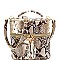 TASSEL ACCENT SNAKE PRINT SATCHEL