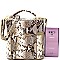 TASSEL ACCENT SNAKE PRINT SATCHEL