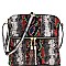 Snake Print Multi-Color Tassel Zipper Accent Crossbody Messenger