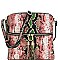 Snake Print Multi-Color Tassel Zipper Accent Crossbody Messenger