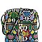 Snake Print Multi-Color Tassel Zipper Accent Crossbody Messenger