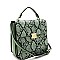 Medium Snake Print 3-Compartment Pinch-Lock Satchel