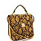 Medium Snake Print 3-Compartment Pinch-Lock Satchel