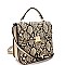 Medium Snake Print 3-Compartment Pinch-Lock Satchel
