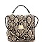 Medium Snake Print 3-Compartment Pinch-Lock Satchel
