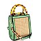 2-Way Resin Handle Accent Straw Small Satchel