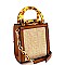 2-Way Resin Handle Accent Straw Small Satchel