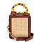 2-Way Resin Handle Accent Straw Small Satchel