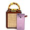 2-Way Resin Handle Accent Straw Small Satchel