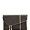 Handhold Flap Double Zipper Clutch