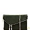 Handhold Flap Double Zipper Clutch