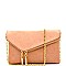 Handhold Flap Double Zipper Clutch