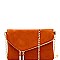 Handhold Flap Double Zipper Clutch