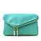Handhold Flap Double Zipper Clutch