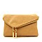 Handhold Flap Double Zipper Clutch