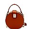 Round Turn-Lock Accent Cross Body Shoulder Bag