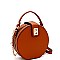 Round Turn-Lock Accent Cross Body Shoulder Bag