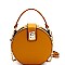 Round Turn-Lock Accent Cross Body Shoulder Bag