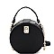 Round Turn-Lock Accent Cross Body Shoulder Bag