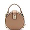 Round Turn-Lock Accent Cross Body Shoulder Bag