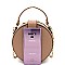 Round Turn-Lock Accent Cross Body Shoulder Bag