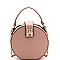Round Turn-Lock Accent Cross Body Shoulder Bag