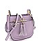 Multi-Pocket Double Tassel Accent Bucket Shoulder Bag