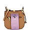 Multi-Pocket Double Tassel Accent Bucket Shoulder Bag