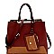 Color Block Mixed-Material Satchel with Coin Purse MH-YS7134