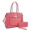2-in-1 Long Handle Crocodile Skin Satchel Wallet Set