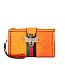 Queen Bee Stripe Ostrich Croc Crossbody Clutch Wristlet