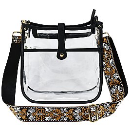Trendy  Visible Clear Hobo Crossbody Bag with Guitar Strap
