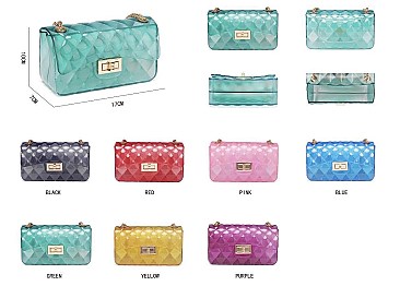Diamond Pattern Translucent Embossed Jelly Shoulder Bag