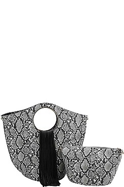 2IN1 PYTHON SKIN TASSEL SATCHEL BAG