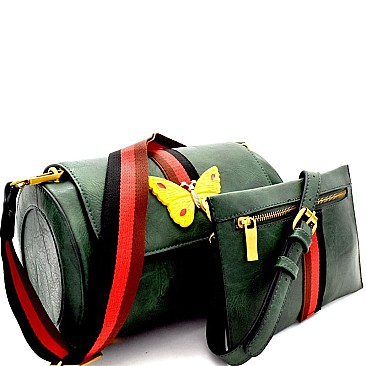 Butterfly Charm Color Block Striped 2 in 1 Shoulder Bag MH-F0274