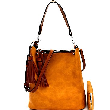 Tassel Accent 2-Way Hobo Wallet SET MH-LD1431W