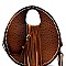 Ostrich Print Embossed Fringed Round Boutique Satchel Wallet SET