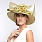 Metallic Satin Braid Hat with 2 Big Satin Bow And Flowers MEZ2166