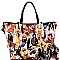 Obama Magazine Print 3-Way Chain Tote Wallet SET MH-OB6358W